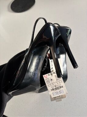 Zara Black Patent Stiletto Slingback Pumps